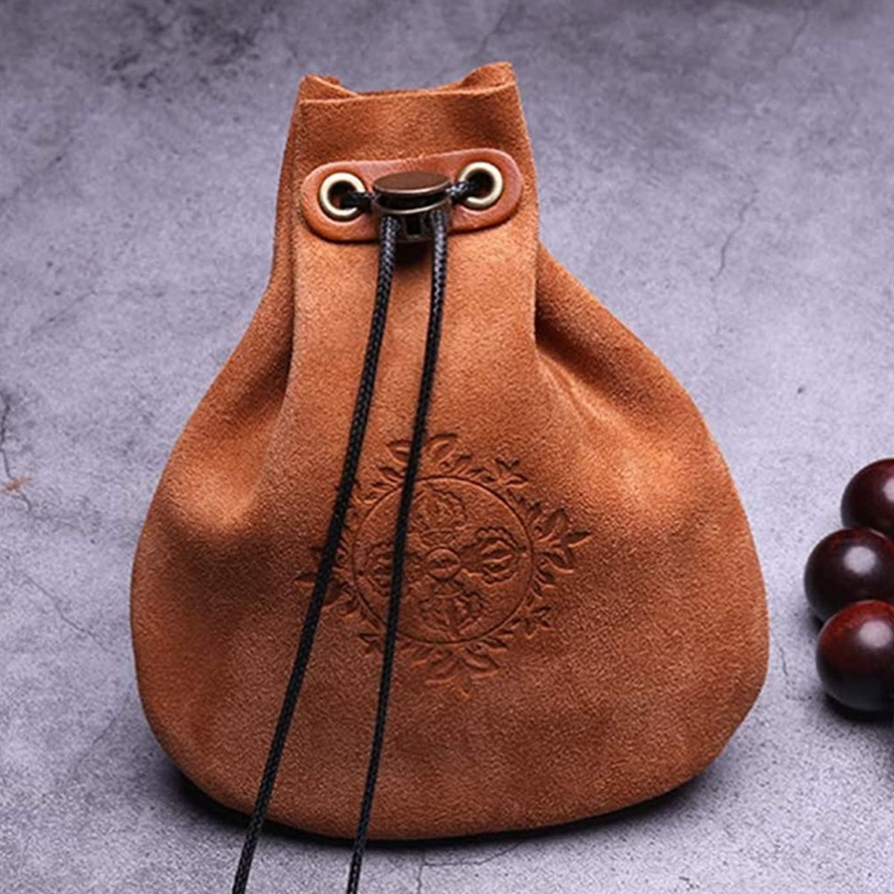 Leather Pouch Drawstring Gift Bag Jewelry Storage